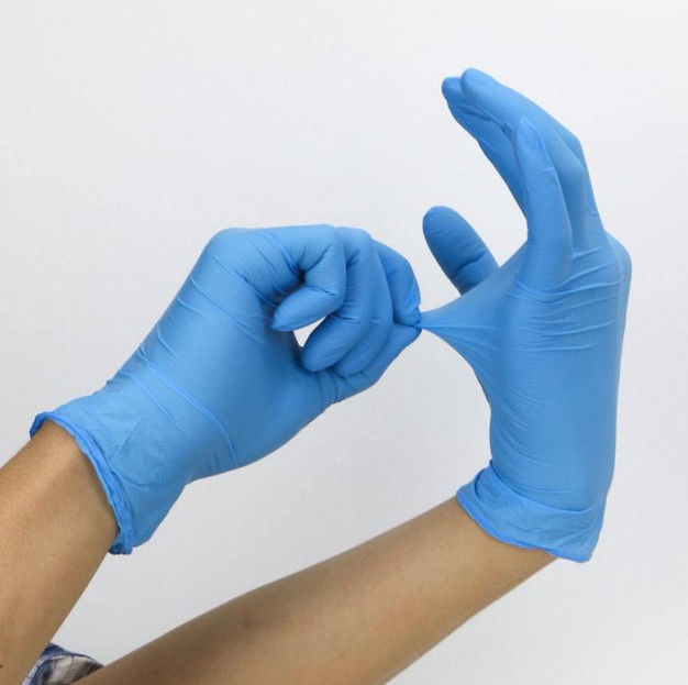 中型の使い捨て可能なニトリルの手袋、耐久のニトリルの検査の手袋の青色